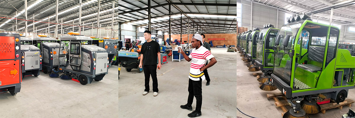 Ghanaian Customer Visits Keruide to Inspect Ride-On Sweepers, Secures On-Site Order Intent